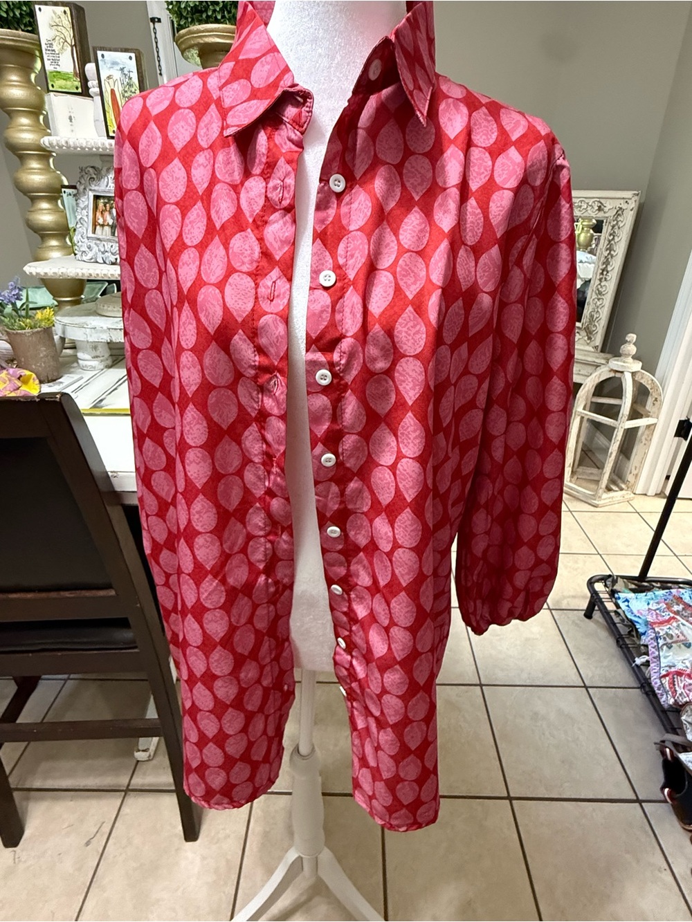 Boho Pink Printed Button-Down Shirt - Picture 2 of 8